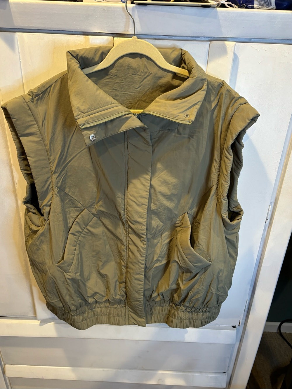 Quilted Sleeveless Vest in Light Olive - Women